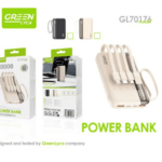 Green Lyca GL70176 | 10,000mAh Ultra-Fast Power Bank with 4 Built-in Cables 🔋⚡